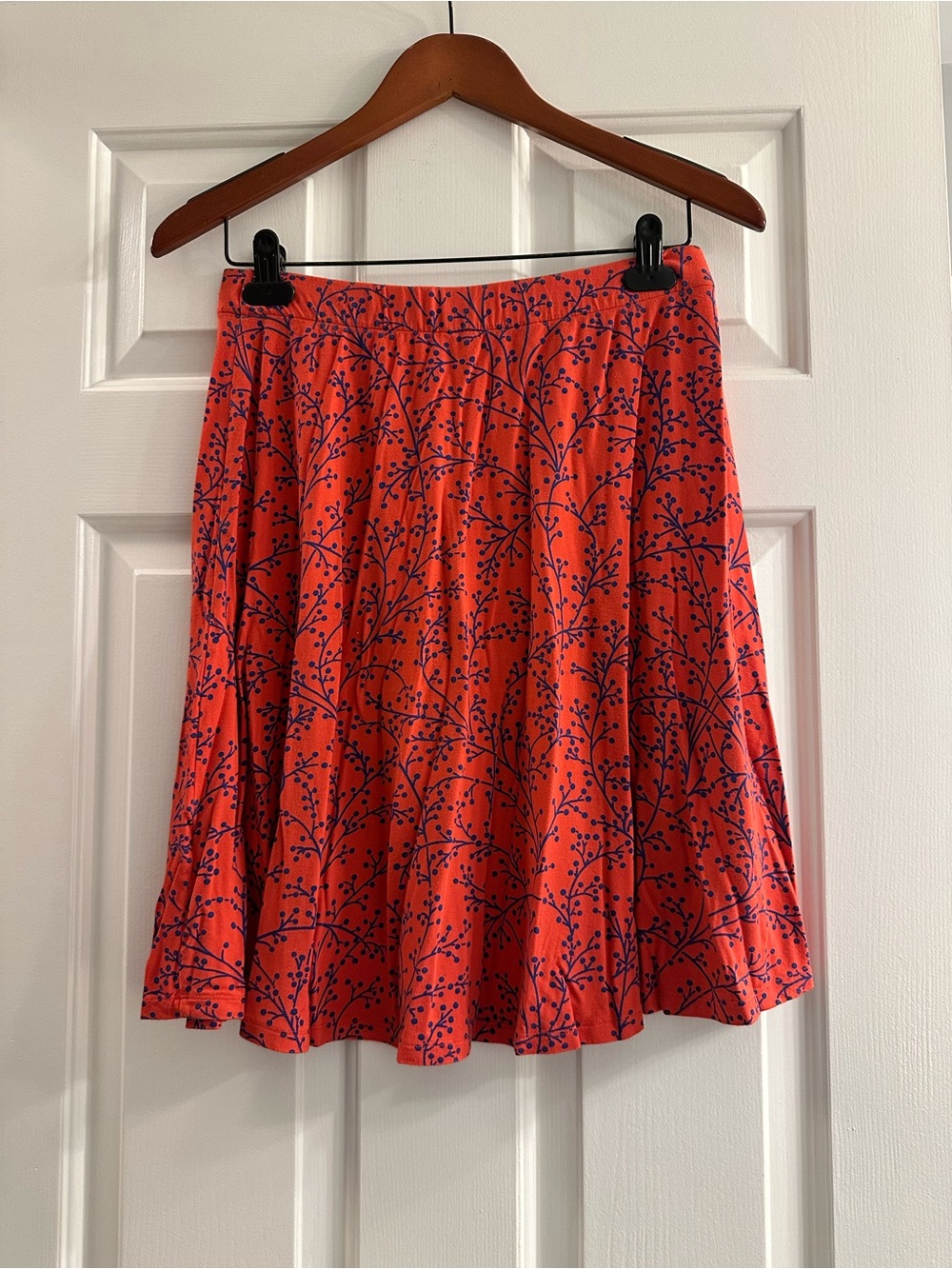 Anthropologie Women's Coral Floral Swing Skirt